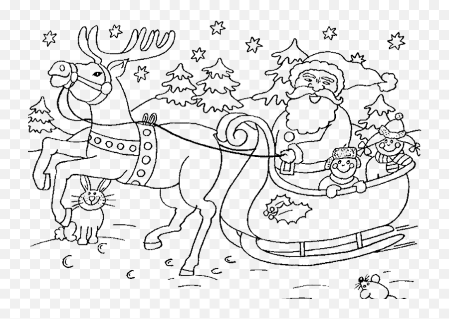 Sleigh Clipart Christmas Ride - Christmas Santa Coloring Pages Png,Santa Sleigh Transparent