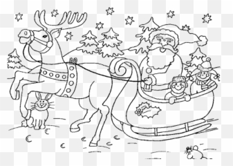 Sleigh Clipart Christmas Ride - Christmas Santa Coloring Pages png