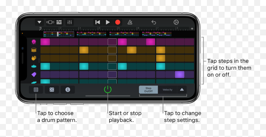 Use The Beat Sequencer In Garageband - Beat Sequencer Garageband Mac Png,Change In Velocity Icon