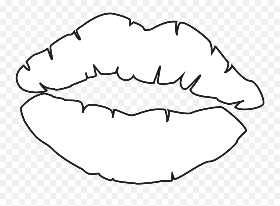 Lips Outline Drawing - Drawings Of Kiss Lips Png,Lip Print Png