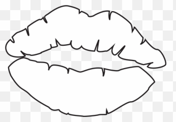 Lips Outline Drawing - Drawings Of Kiss Lips Png,Lip Print Png