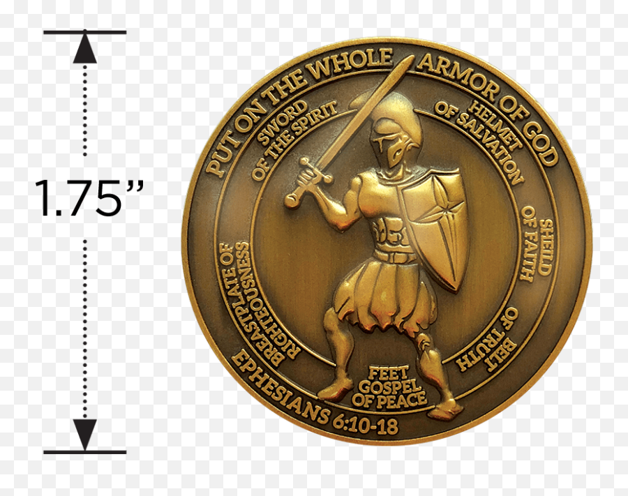 Armor Of God Antique Gold Plated Christian Challenge Coin - Ephesians 61018 Coin Png,Icon Field Armor Boots Review