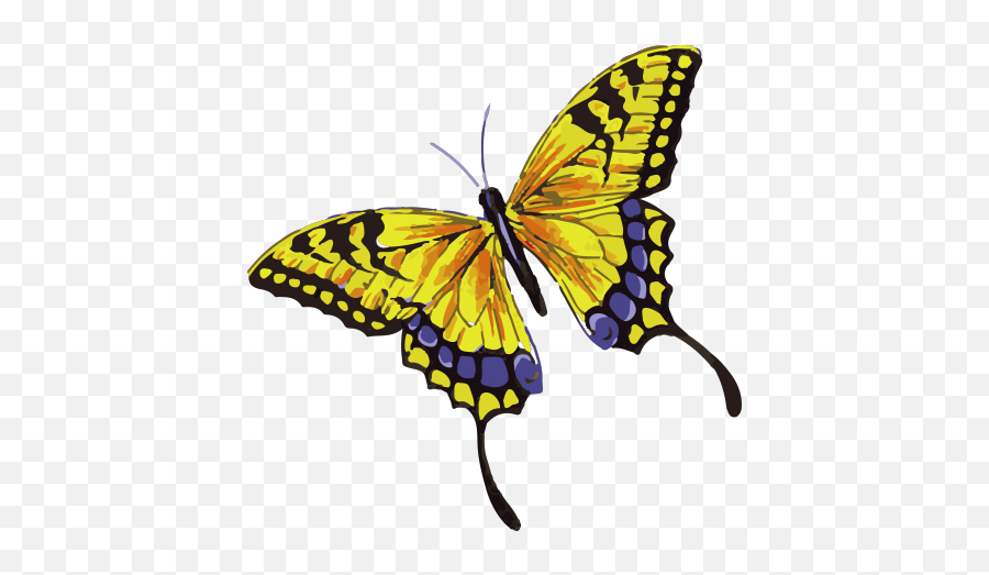 Beautiful Yellow Butterfly Tattoo With - Yellow Butterfly Tattoo Designs Png,Purple Butterfly Png