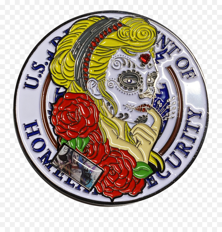 Bb - 013 Harley Quinn Suicide Squad Inspired Homeland Security Challenge Coin Police Day Of The Dead Protractor Full Png,Harley Quinn Logo Png