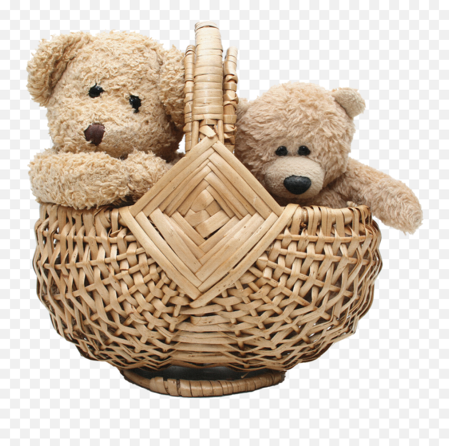 Two Teddy Bear In Basket Png Image - Purepng Free Transparent Toys In Basket,Teddy Bear Transparent Background