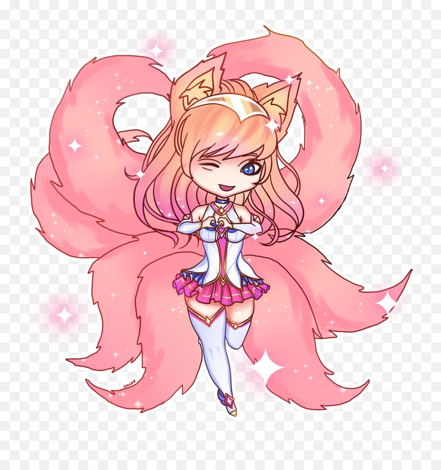 Star Guardian Ahri Chibi Png Image With - Star Guardian Ahri Chibi Transparent,Ahri Transparent