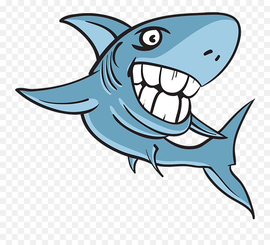 Great White Cartoon Clip Art Illustration - Cartoon Shark With Big Teeth Png,Shark Teeth Png