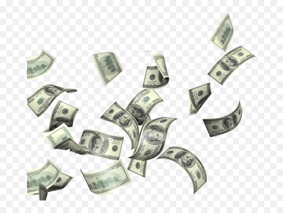 Download 100 Dollars Rain Png - Full Size Png Image Pngkit Money Flying Png,Money Rain Png