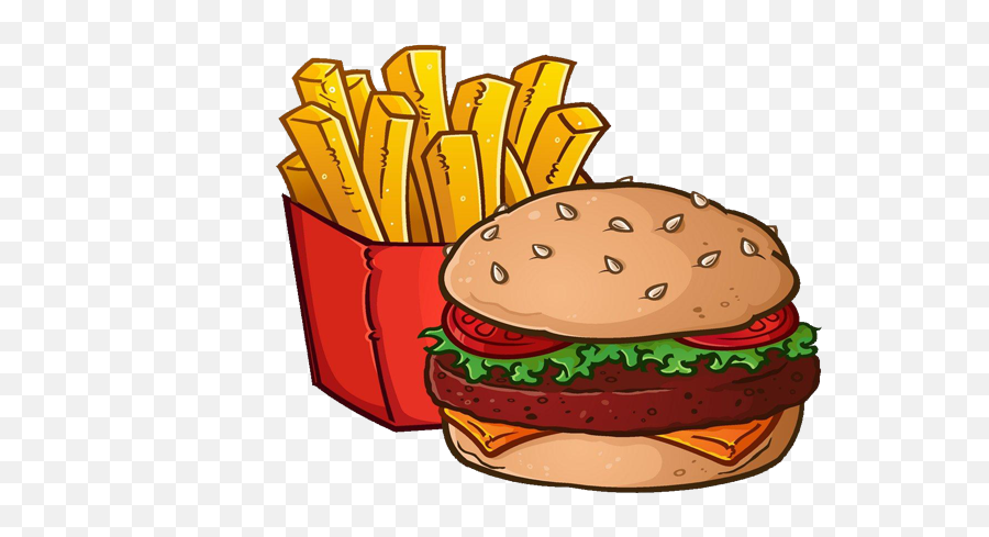 Transparent Burger And Fries Clipart - Burger And Fries Drawing Png,Cartoon Burger Png