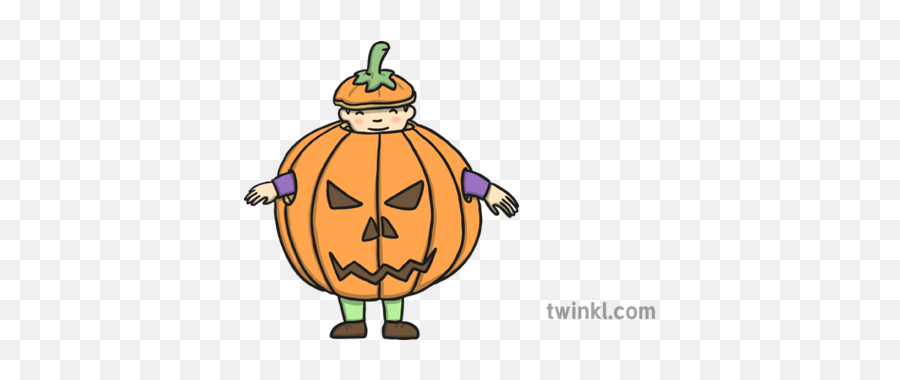 Child Dressed As A Pumpkin Illustration - Twinkl Cartoon Png,Cartoon Pumpkin Png