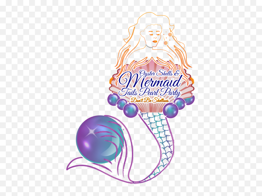 Oyster Shells And Mermaid Tails Pearl Party - Mermaid With A Pearl Png,Mermaid Tails Png
