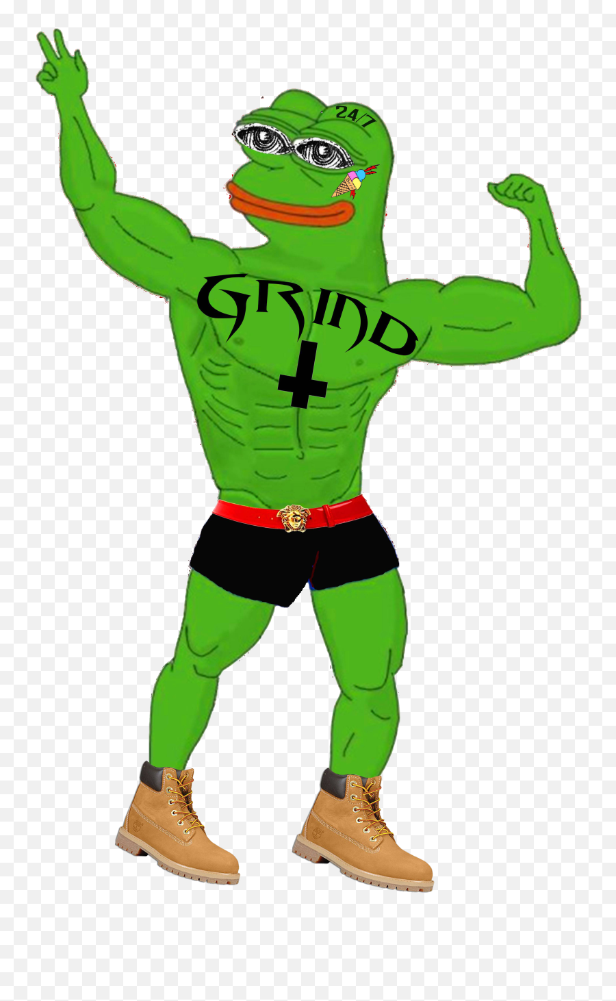 Grind Pepe - Pepe The Frog Lifting Full Size Png Download Pepe The Frog Wearing Crown,Pepe The Frog Png