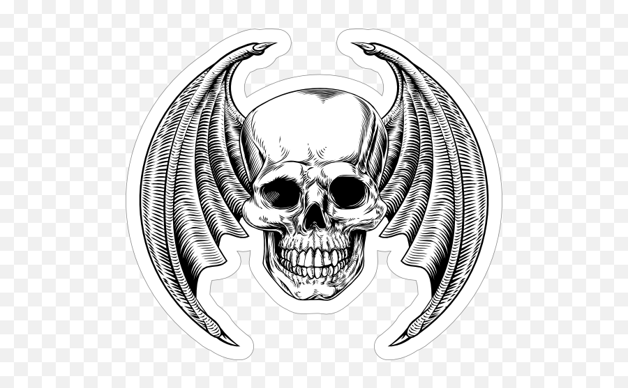 Skull Bat Wing Sticker - Dragon Wings Png,Bat Wings Png