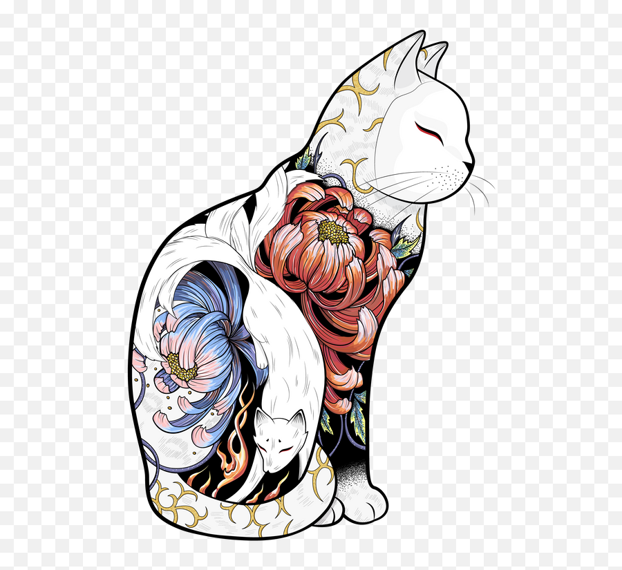 Pin - Kitsune Cat Png,Japanese Tattoo Png
