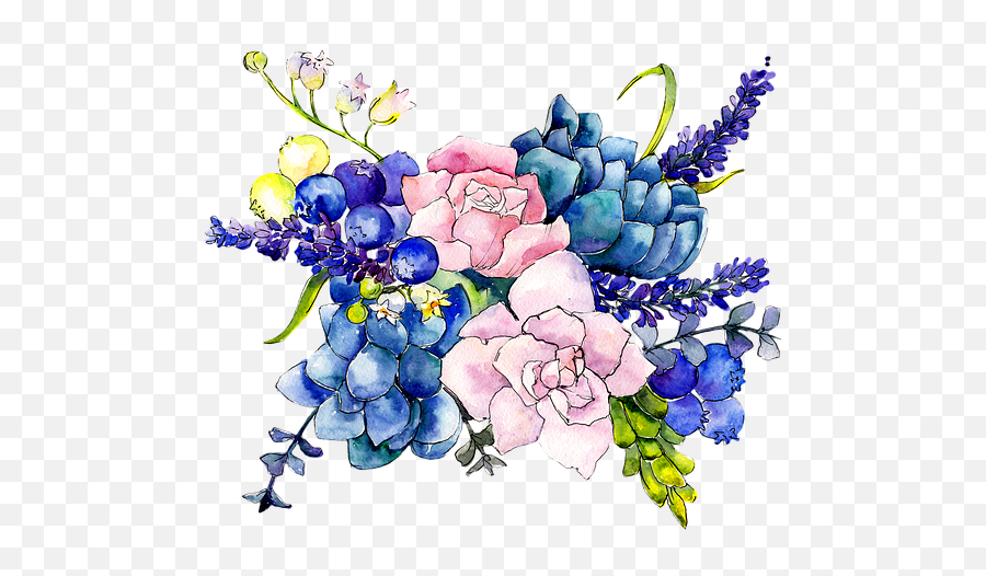 Flowers Watercolor Painting - Birthday Invitation Cards Flowers Png,Painted Flowers Png