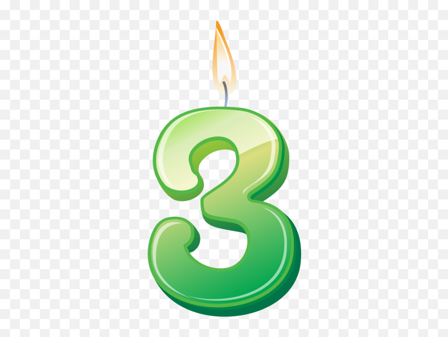 Birthday Candle Number 3 Png Image Free - Number Birthday Candles Png,Birthday Candle Png