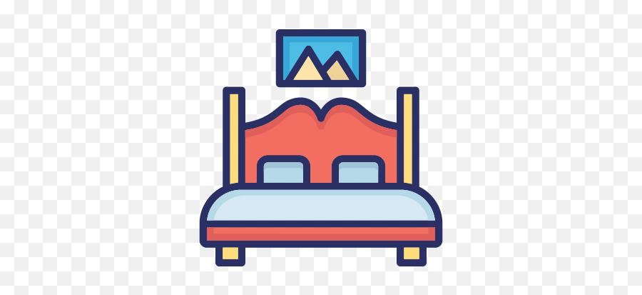 Bed Bedroom Double Color Vector Icon - Twin Size Png,Bed Icon Png