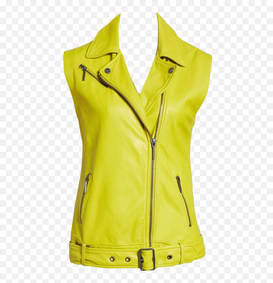 Kenneth Cole New Washed Green Leather Moto Vest - Sleeveless Png,Icon Womens Leather Jacket
