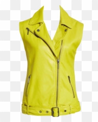Kenneth Cole New Washed Green Leather Moto Vest - Sleeveless png