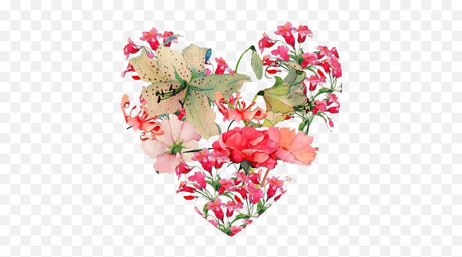 Illustrated Heart Of Flowers - Hearts Png Image 152,Flowers Transparent