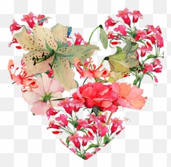Illustrated Heart Of Flowers - Hearts PNG image 152