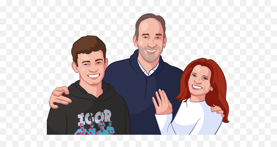 Handpainted Cartoon Family Portrait - Best Gift For Your Family Png,How To Make A Roblox Profile Picture Icon In Cartoon (easy)