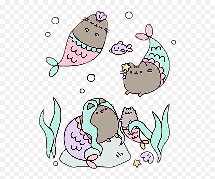 Download Hd Pusheen And Stormy Mermaid Transparent Png Image - Stormy Mermaid Pusheen,Mermaid Transparent Background