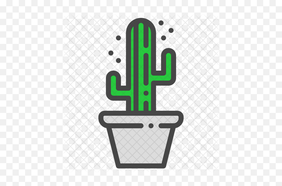 Saguaro Cactus Icon Of Colored Outline - Black And White Pot Plant Clipart Png,Saguaro Png