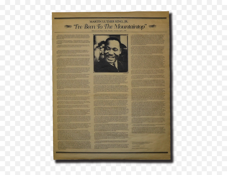 Martin Luther King Jr - Ve Been To The Mountaintop Paper Png,Martin Luther King Png