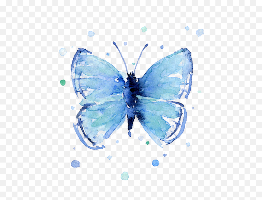Blue Watercolor Butterfly T - Shirt Blue Butterfly Watercolor Png,Watercolor Butterfly Png