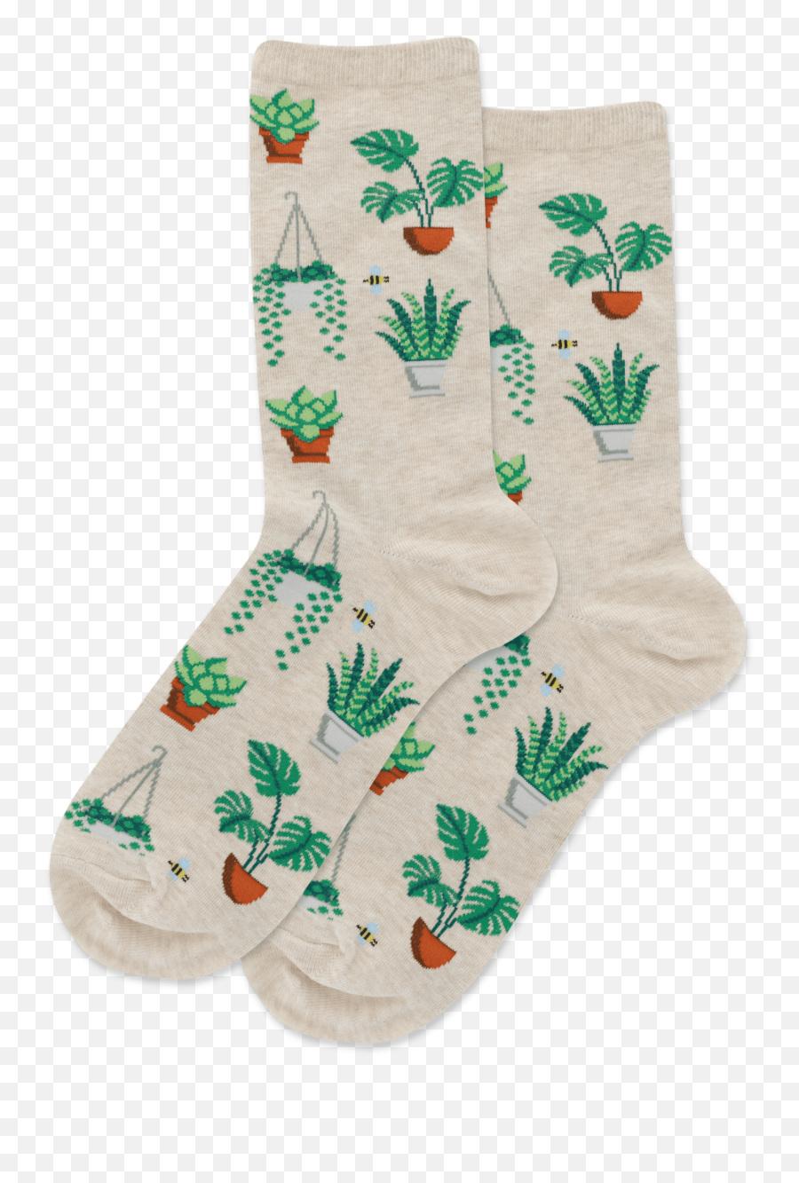 Womenu0027s Potted Plants Crew Socks - Natural Melange For Teen Png,Potted Plant Png