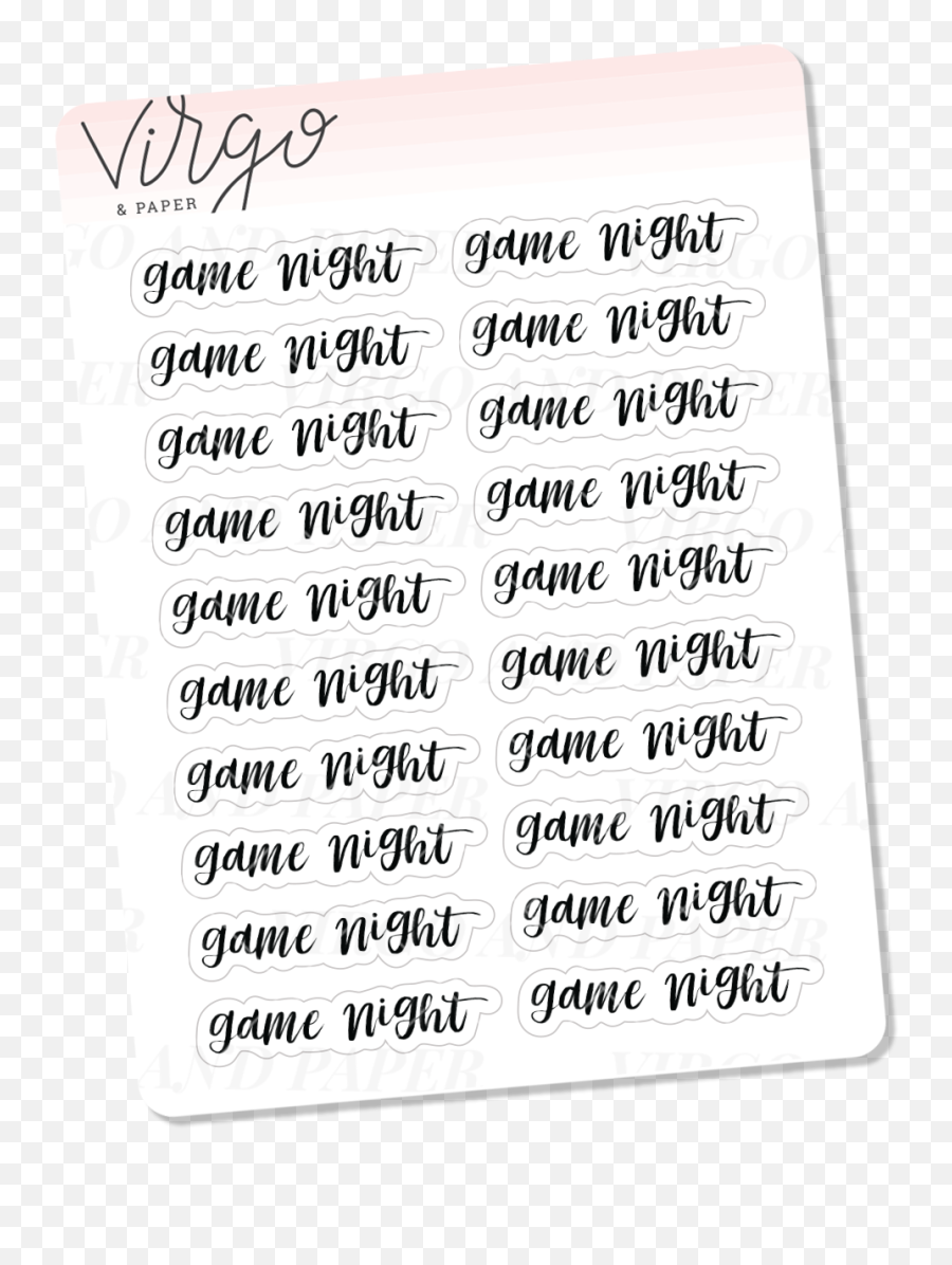 Game Night Hand Lettered Script Stickers - Horizontal Png,Game Night Png