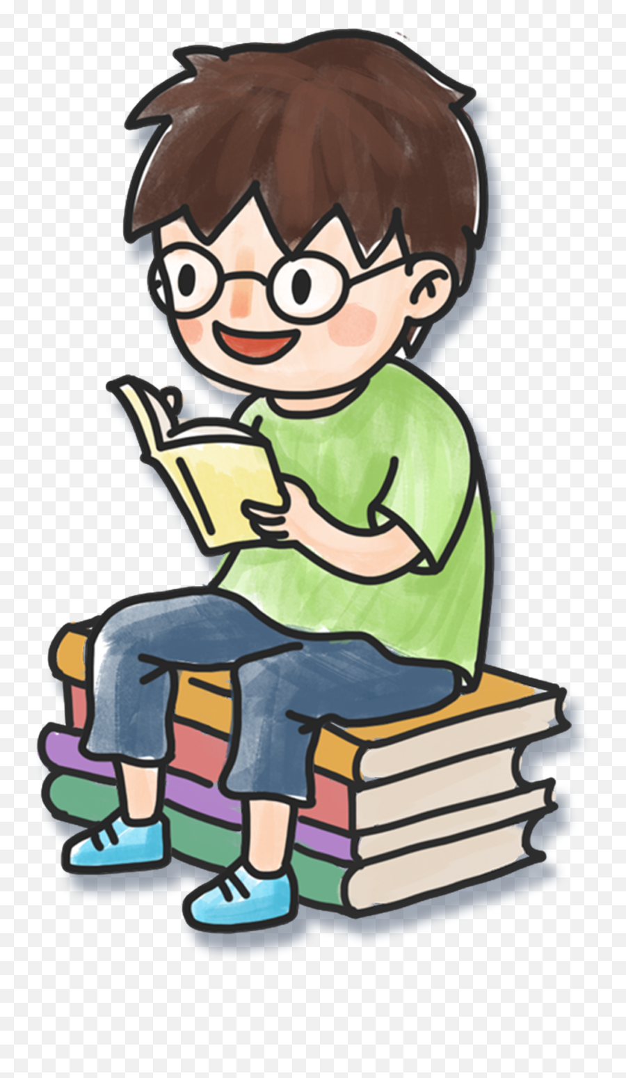Download Hand Drawn Cartoon Boy Reading Book Decoration Png - Reading A Book Cartoon Png,Boy Transparent Background