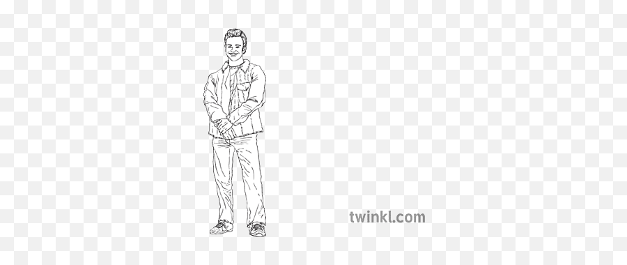Person Portrait Ks2 Bw Rgb Illustration - Standing Png,Boy Icon Of The 90s