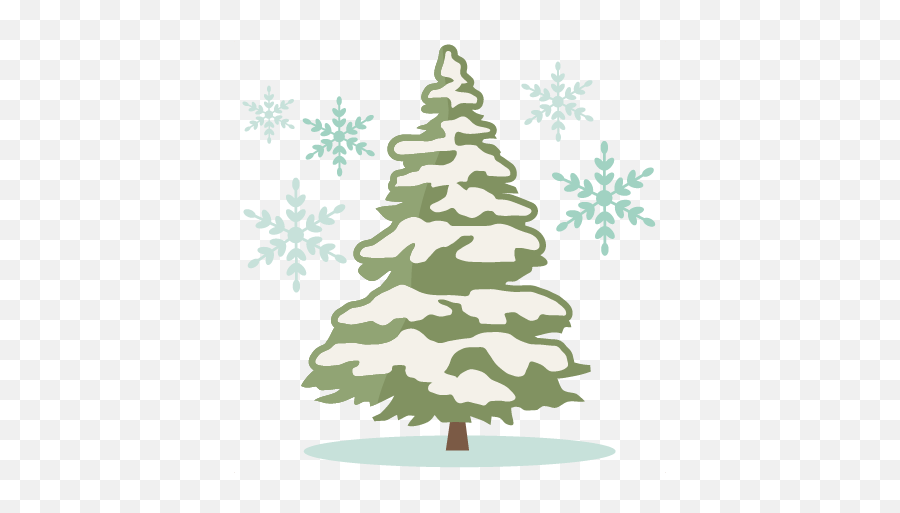 Christmas Tree With Snow Silhouette - Winter Pine Tree Silhouette Png,Snowy Trees Png
