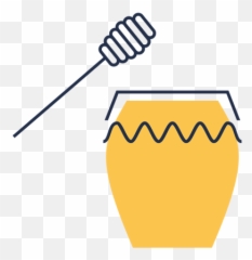Simple Yellow Honey Jar Dipper Illustration Transparent Png - Language