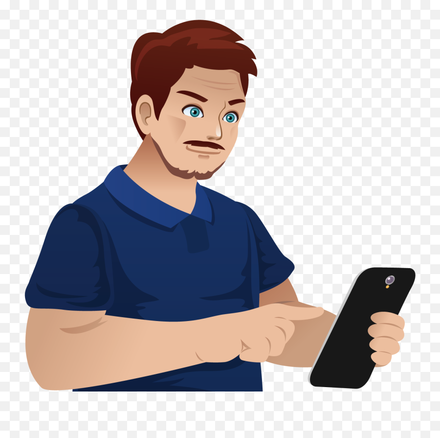 Man With Phone Png Clipart - Cartoon Person Holding Phone,Cartoon Phone Png  - free transparent png images 