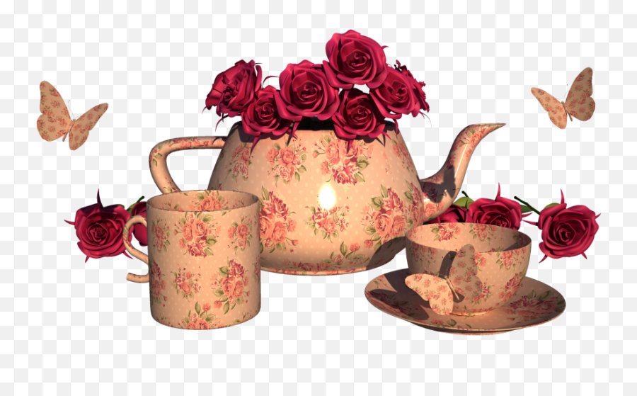 Vintage Rose Teacup Clipart Png - Floribunda,Rose Clipart Png