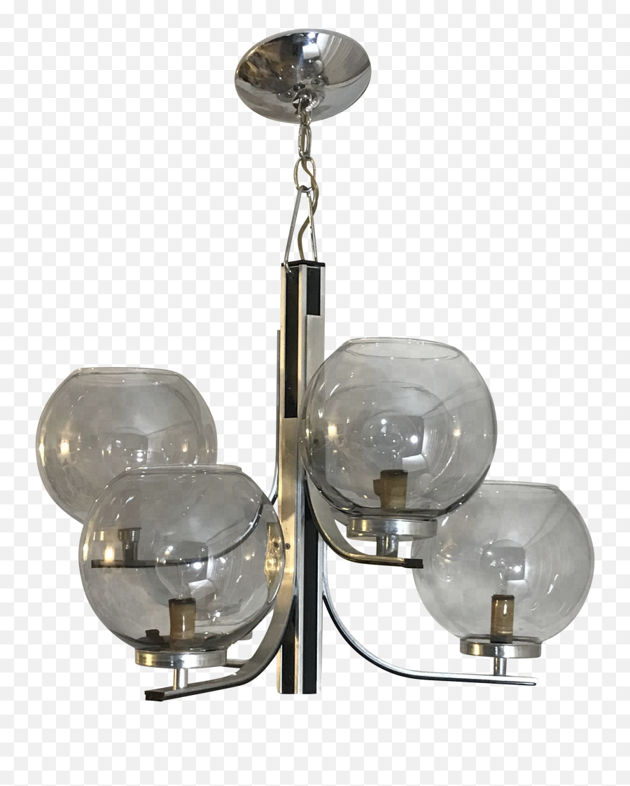 Mid - Century Modern Lightolier 6 Smoked Glass Globe Chrome Chandelier Fixture Ceiling Png,Get Smoked Hat Png