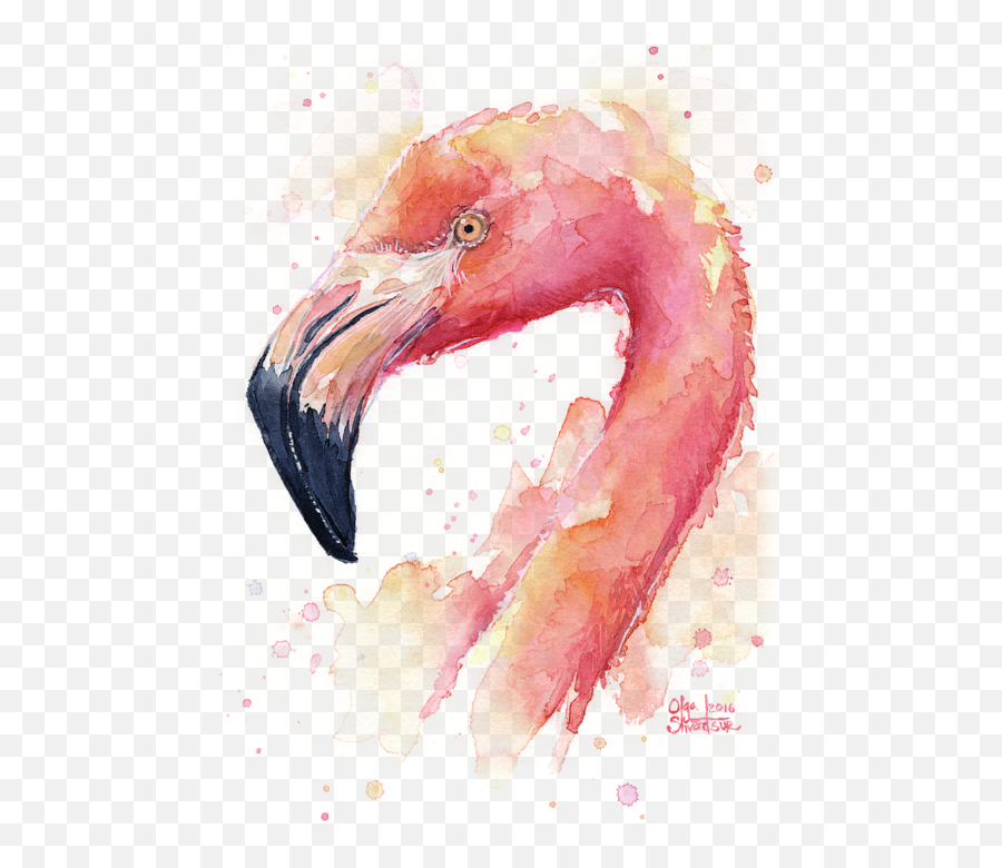 Birds - Flamingo Watercolor Painting Transparent Png Flamingo Watercolor,Rem Re Zero Icon
