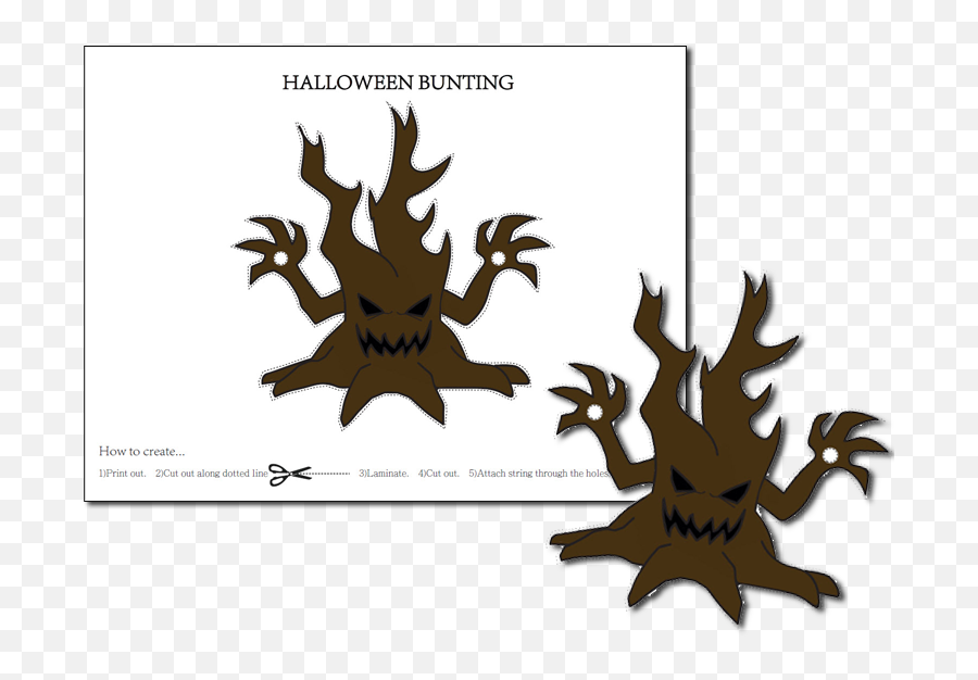 Printable - Halloween Bunting Tree Fellowes Emblem Png,Spooky Tree Png