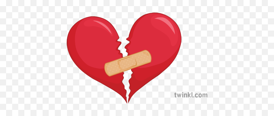 Broken Heart Illustration - Twinkl Broken Heart With Plaster Png,Broken Heart Png