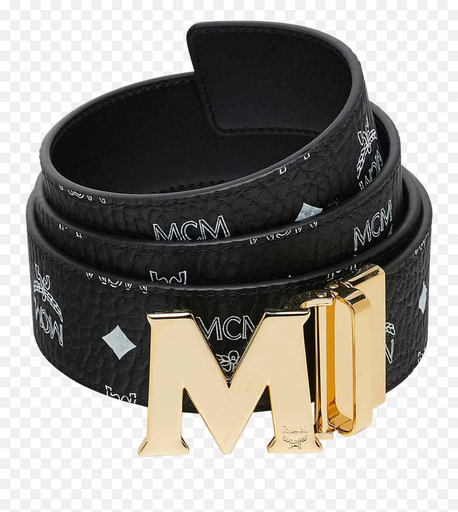 One Size M Reversible Belt 175 In White Logo Visetos - Black White Gold Mcm Belt Png,M Logo