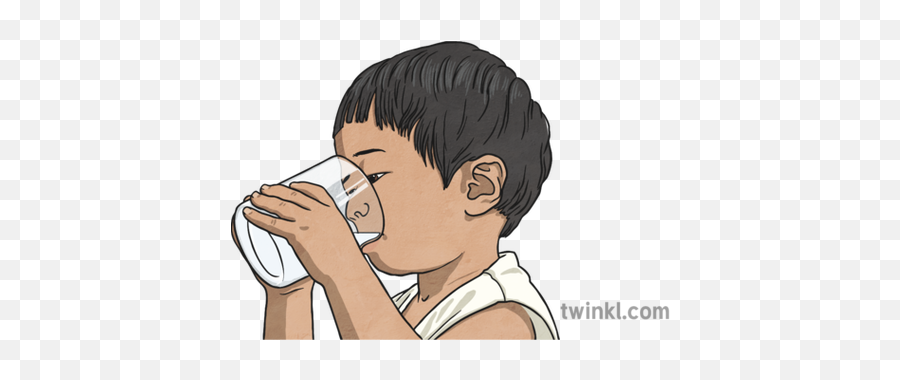 Child Drinking Glass Of Milk Illustration - Twinkl Cartoon Png,Glass Of Milk Png