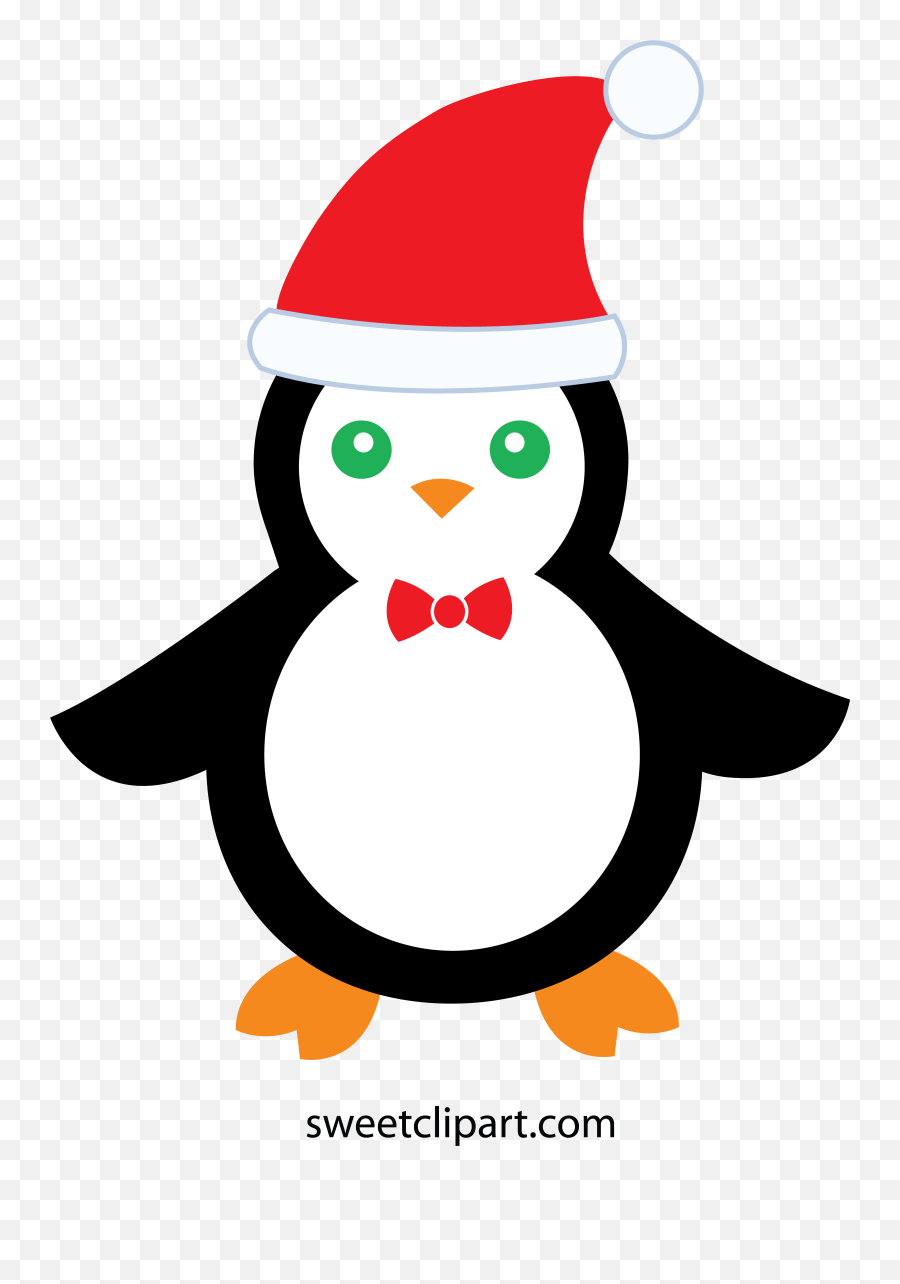 Cute Christmas Penguin - Free Clip Art Penguin Santa Hat Clipart Png,Santa Hat Clipart Png