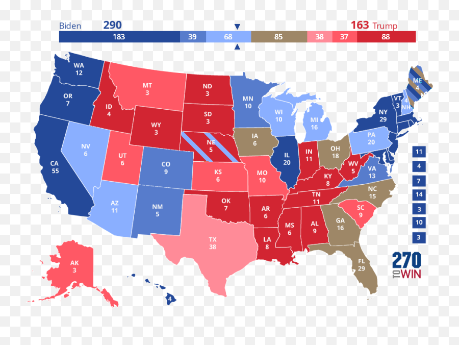 2020 Presidential Election Interactive Map - 2020 Electoral College Predictions Png,Trump Transparent Png