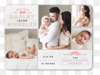 Modern Icon Girl 6x8 Birth Announcement Card Shutterfly - Comfort png
