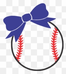Softball With Bow And Bat Svg File - Laces Clipart png