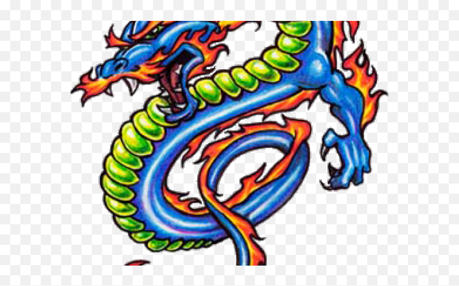 Download Hd Chinese Dragon Png Transparent Images - Dragon Dragon With Flames Tattoo,Chinese Dragon Png