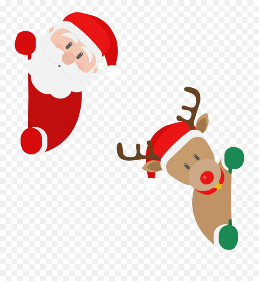 Download And Deer Cartoon Reindeer - Christmas Decoration Cartoon Png,Santa And Reindeer Png